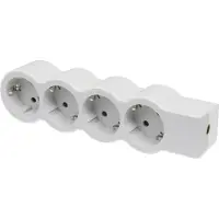 Legrand Flache Steckdosenleiste 4x Steckdose, ohne Kabel Kabel weiss-grau 694575