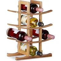 Relaxdays wijnrek - voor 12 flessen - 4 etages - 42,5 x 30 x 16 cm - liggend - natuur