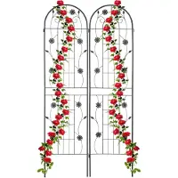 Relaxdays plantenklimrek set van 2 - 200x50 cm - klimplanten - metaal - zwart