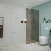 FortiFura Galeria inloopdouche - 100x200cm - rookglas - wandarm - Geborsteld RVS PVD (RVS) SW797940/SW797908
