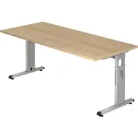 Hjh OFFICE PRO MEGA 19 S - 180 x 80 Eiken/Zilver Tafelhoogte I In hoogte verstelbaar