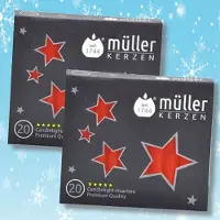 Müller Kerstboomkaarsjes 97x13 mm. rood - 2 verpakkingen a 20 kaarsjes.