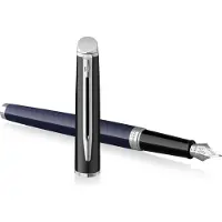 Waterman Hémisphère Vulpen | Zwarte en Blauwe lak met palladium-gecoate afwerkingen | roestvrijstalen fijne penpunt | met Geschenkdoos