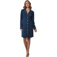 Pastunette Klassiek doorknoopnachthemd - Blauw - Maat - 44