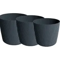 Prosperplast Plantenpotten set Buckingham - 3x stuks mix formaten - buiten/binnen - kunststof - antraciet