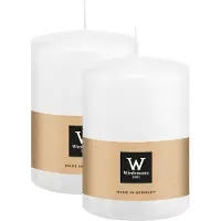 Wiedemann Cilinderkaars/stompkaars groot - 2x - wit - 15 x 10 cm - 113 branduren - zuilkaarsen