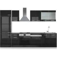 Vicco Complete keukeneenheid R-Line Zwart hoogglans/wit 300 cm , WB Antraciet, Model 42349