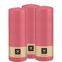 Wiedemann Cilinderkaars/stompkaars - 3x - roze - 20 x 7 cm - 103 branduren - zuilkaarsen