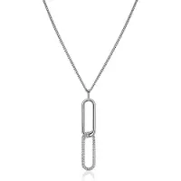 Zinzi 45cm Mart Visser by ZINZI zilveren gourmet ketting inclusief rechthoekige schakel hanger 40mm, bezet met witte zirkonia's MVC28