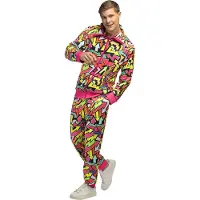 Boland - Trainingspak Street art dude UV (XL) - Volwassenen - - 80s - 90s - foute party - grappig - retro trainingspak - neon