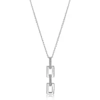 Zinzi 45cm Mart Visser by zilveren ketting inclusief strakke rechthoekige hanger 39mm, bezet met witte zirkonia's MVC27