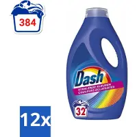 Dash 12 x - Stralende Kleuren - Vloeibaar Wasmiddel - Gekleurde Was - 32 Wasbeurten - Wasmiddel - Gekleurde Was - Kleurbehoud - Wasverzachter - Biologisch Afbreekbaar