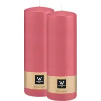 Wiedemann Cilinderkaars/stompkaars - 2x - roze - 20 x 7 cm - 103 branduren - zuilkaarsen
