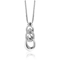 Zinzi 45cm Mart Visser by zilveren venetiaanse ketting inclusief hanger met drie open peervormige schakels 30mm, bezet met witte zirconia's MVC24