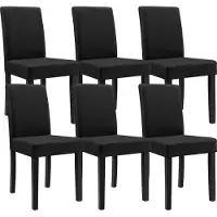 En.casa Eetkamerstoel 'Hamburg', set van 6, gestoffeerde stoel, kunstleer, houten poten, zwart