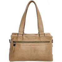 Hide & Stitches Porto Handtas Dames - Schoudertas met telefoonvak - Tas van 100% Leder met ritssluiting - Taupe