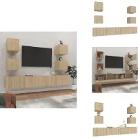 vidaXL Tv-kast - Tv-kasten - Tv-meubel - Hifi-meubel - 6-delige Tv-meubelset bewerkt hout sonoma eikenkleurig