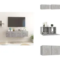 vidaXL Tv-meubel - Tv-meubels - Tv-kast - Tv-kasten - Tv-hangmeubelen 2 st 60x30x30 cm betongrijs