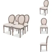 vidaXL Eetkamerstoelen, 4 stuks, crème kleur, stof - Eetkamerstoelen