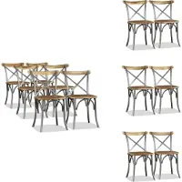 vidaXL Eetkamerstoelen, 6 stuks, massief mangohout en stalen rugleuning - Eetkamerstoelen