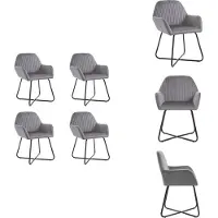 vidaXL Eetkamerstoelen, 4 stuks, grijs, fluweel - Eetkamerstoelen
