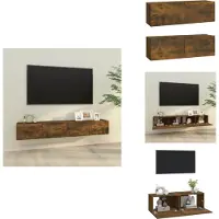 vidaXL Tv-kast - Tv-kasten - Tv-meubel - Tv-meubel Met LED-verlichting - Tv-wandmeubels 2 st 100x30x30 cm bewerkt hout gerookt eiken