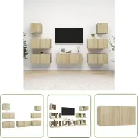 The Living Store Televisiemeubelset Hangend - 80 x 30 x 30 cm - Sonoma Eiken