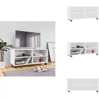 vidaXL Tv-meubel - Tv-meubels - Tv-meubelen - Tv-meubilair - Tv-meubel met wieltjes 90x35x35 cm bewerkt hout wit