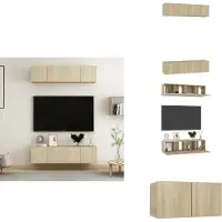 vidaXL Tv-meubelset - Tv-meubelsets - Tv Meubelset - Tv Meubelsets - Tv-meubelen 4 st 60x30x30 cm bewerkt hout sonoma eikenkleurig
