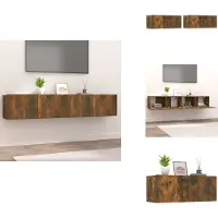 vidaXL Tv-kast - Tv-kasten - Tv-meubel - Tv-meubel Met LED-verlichting - Tv-meubelen 2 st 80x30x30 cm bewerkt hout gerookt eikenkleur