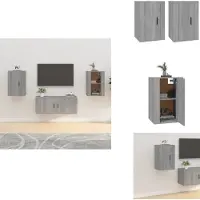 vidaXL Tv-kast - Tv-kasten - Televisiekast - Bijzetkast - Tv-wandmeubels 2 st 40x34,5x60 cm grijs sonoma eikenkleurig