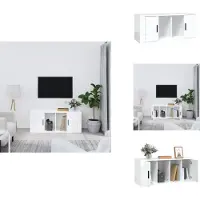 vidaXL Tv-kast - Tv-kasten - Tv-meubel - Tv-meubel Met LED-verlichting - Tv-meubel 100x35x40 cm bewerkt hout hoogglans wit