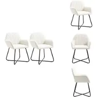 vidaXL Eetkamerstoelen, 2 stuks, crème kleur, stof - Eetkamerstoelen