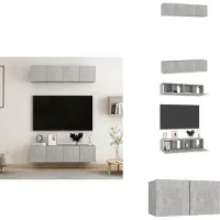 vidaXL Tv-meubelset - Tv-meubelsets - Tv Meubelset - Tv Meubelsets - Tv-meubelen 4 st 60x30x30 cm bewerkt hout betongrijs