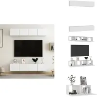 vidaXL Tv-meubelset - Tv-meubelsets - Tv Meubelset - Tv Meubelsets - Tv-meubelen 4 st 80x30x30 cm bewerkt hout wit