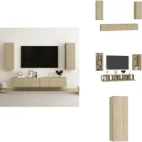 vidaXL Tv-meubelset - Tv-meubelsets - Tv Meubelset - Tv Meubelsets - 5-delige Tv-meubelset bewerkt hout sonoma eikenkleurig