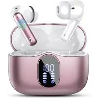 PrimeSound Sky Pro Draadloze Oordopjes - Active Noise Cancelling - LED Display - Bluetooth 5.3 - Rosé Goud