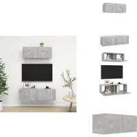 vidaXL Tv-kastenset - Tv-kastensets - Tv-kasten - Tv-meubelset - 2-delige Tv-meubelset bewerkt hout betongrijs