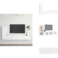 vidaXL Tv-kastenset - Tv-kastensets - Tv-kasten - Tv-meubelset - 3-delige Tv-meubelset bewerkt hout wit