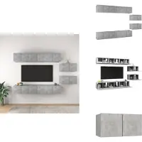 vidaXL Tv-kastenset - Tv-kastensets - Tv-kasten - Tv-meubelset - Tv-meubelen 8 st bewerkt hout betongrijs