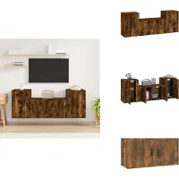 vidaXL Tv-kast - Tv-kasten - Tv-meubel - Hifi-meubel - 3-delige Tv-meubelset bewerkt hout gerookt eikenkleurig