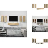 vidaXL Tv-kast - Tv-kasten - Tv-meubel - Hifi-meubel - 6-delige Tv-meubelset bewerkt hout sonoma eikenkleurig