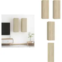 vidaXL Tv-kast - Tv-kasten - Televisiekast - Televisiekasten - Tv-meubels 2 st 30,5x30x90 cm bewerkt hout sonoma eikenkleurig