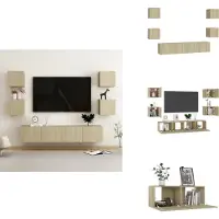 vidaXL Tv-meubelset - Tv-meubelsets - Tv Meubelset - Tv Meubelsets - 6-delige Tv-meubelset bewerkt hout sonoma eikenkleurig