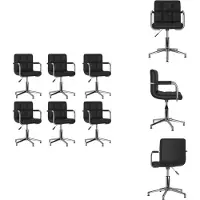 vidaXL Eetkamerstoelen, 6 stuks, draaibaar, zwart, kunstleer - Eetkamerstoelen