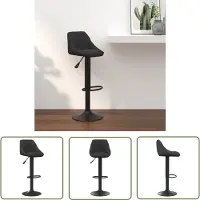 The Living Store Barkruk - Barstoel - Barkruk fluweel zwart - Zwarte Stoel - Velvet Bank - Design Stoel