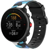 Strap-it Siliconen camouflage bandje - geschikt voor Polar Ignite / Ignite 2 / Ignite 3 / Unite / Pacer - blauw