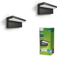 Philips LED-wandlamp buiten Bustan UE, zwart, Aluminium, Modern, LED wandlamp buiten