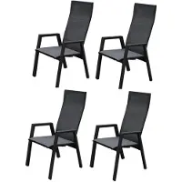 AVH-Collectie Nancy dining tuinstoel verstelbaar antraciet textileen set van 4