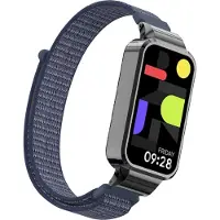 Strap-it Nylon bandje met klittenbandsluiting - geschikt voor de Xiaomi Smart Band 9 Active (donkerblauw)